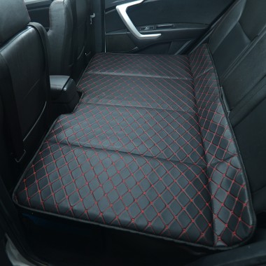 Universal Diamond Car Bed - Non-Inflatable Black and Red Stitching Luxury Leather Diamond Car Bed Mattress UK