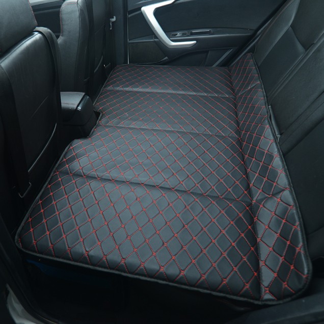 Universal Diamond Car Bed - Non-Inflatable Black and Red Stitching Luxury Leather Diamond Car Bed Mattress Universal Diamond Car Bed - Non-Inflatable Black and Red Stitching Luxury Leather Diamond Car Bed Mattress