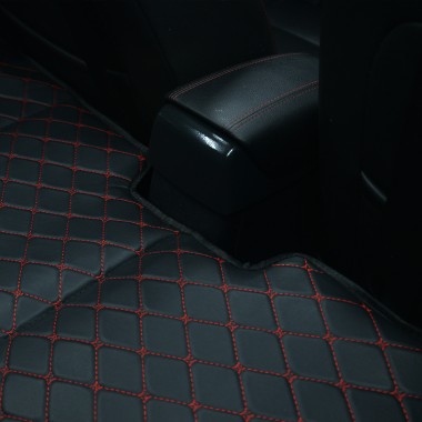 Universal Diamond Car Bed - Non-Inflatable Black and Red Diamond Stitching Luxury Leather Car Bed Mattress UK