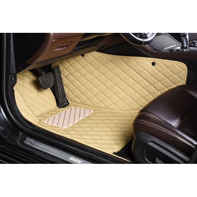Beige Luxury Leather Diamond Car Floor Mats Beige Luxury Leather Diamond Car Floor Mats