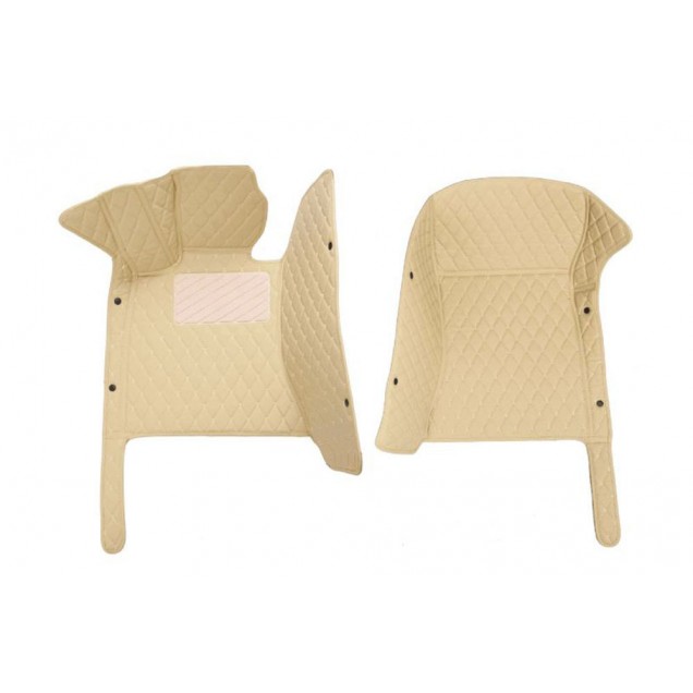 Beige Luxury Leather Diamond Car Floor Mats Beige Luxury Leather Diamond Car Floor Mats