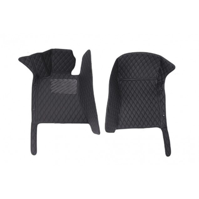 Black and Black Stitching Luxury Leather Diamond Car Floor Mats Black and Black Stitching Luxury Leather Diamond Car Floor Mats