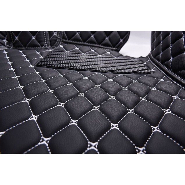 Black and White Stitching Luxury Leather Diamond Car Floor Mats Black and White Stitching Luxury Leather Diamond Car Floor Mats