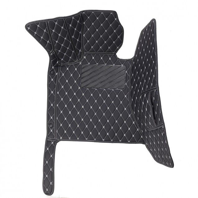 Black and White Stitching Luxury Leather Diamond Car Floor Mats Black and White Stitching Luxury Leather Diamond Car Floor Mats