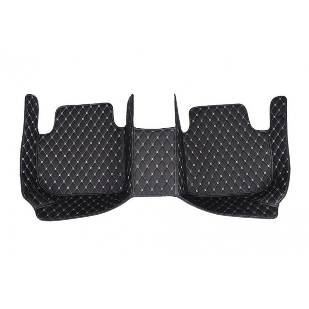 Black and White Stitching Luxury Leather Diamond Car Floor Mats Black and White Stitching Luxury Leather Diamond Car Floor Mats