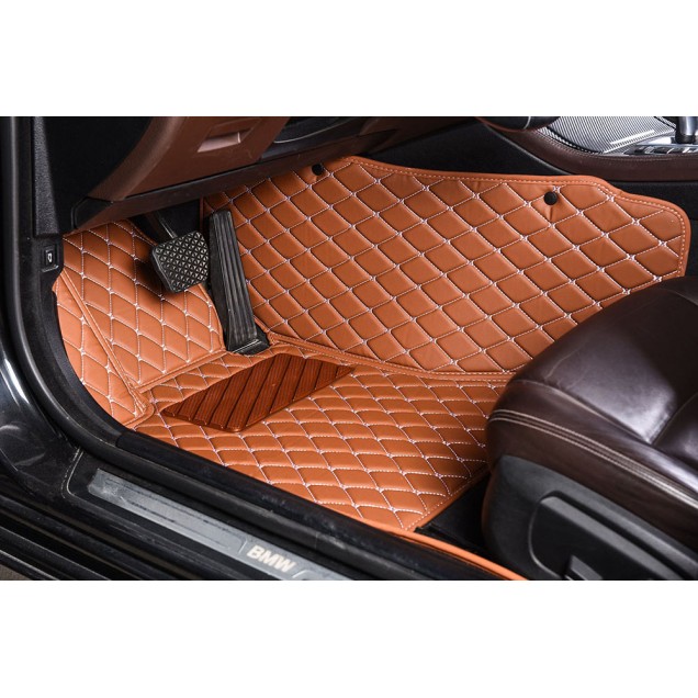 Brown Luxury Leather Diamond Car Floor Mats Brown Luxury Leather Diamond Car Floor Mats