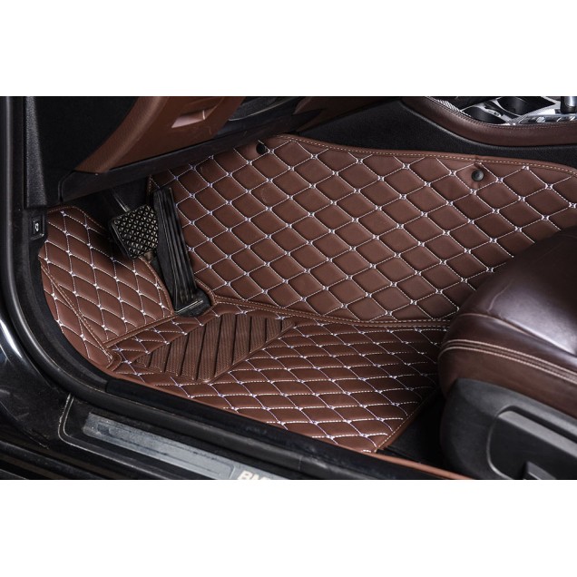 Dark Brown Luxury Leather Diamond Car Floor Mats Dark Brown Luxury Leather Diamond Car Floor Mats