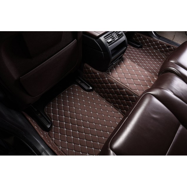 Dark Brown Luxury Leather Diamond Car Floor Mats Dark Brown Luxury Leather Diamond Car Floor Mats