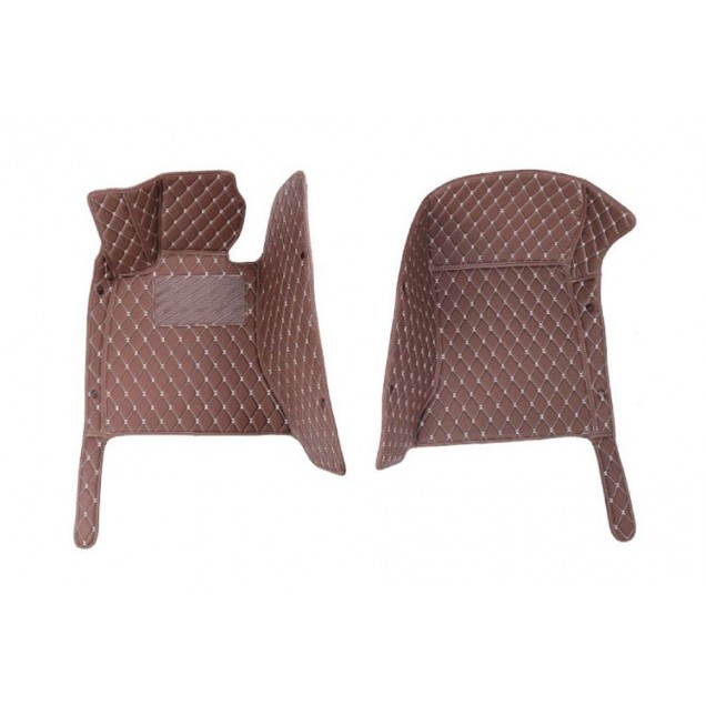 Dark Brown Luxury Leather Diamond Car Floor Mats Dark Brown Luxury Leather Diamond Car Floor Mats