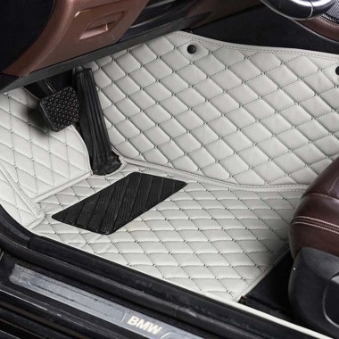 Grey Diamond Stitching Luxury Leather Car Floor Mats UK