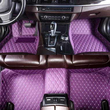 Purple Diamond Stitching Luxury Leather Car Floor Mats UK