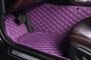 Purple Diamond Stitching Luxury Leather Car Floor Mats UK