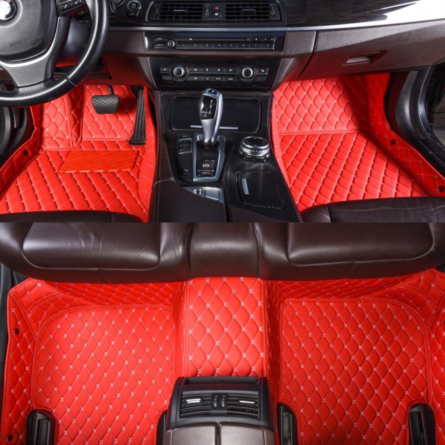 Red Luxury Leather Diamond Car Floor Mats Red Luxury Leather Diamond Car Floor Mats