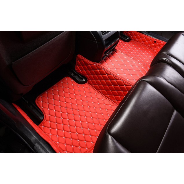 Red Luxury Leather Diamond Car Floor Mats Red Luxury Leather Diamond Car Floor Mats