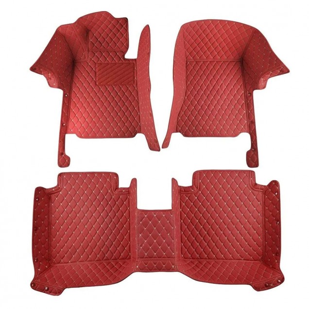 Wine Red Luxury Leather Diamond Car Floor Mats Wine Red Luxury Leather Diamond Car Floor Mats