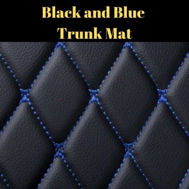 Black and Blue Diamond Stitching Luxury Leather Trunk Base Mats UK