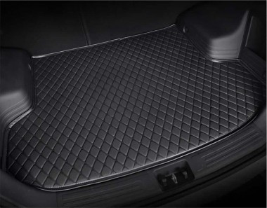 Black and Black Diamond Stitching Luxury Leather Trunk Base Mats UK