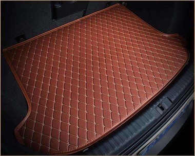 Brown Luxury Leather Diamond Stitching Trunk Base Mats UK