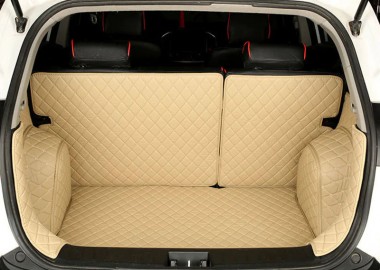Beige Full Cover Luxury Leather Diamond Trunk Car Floor Mats UK
