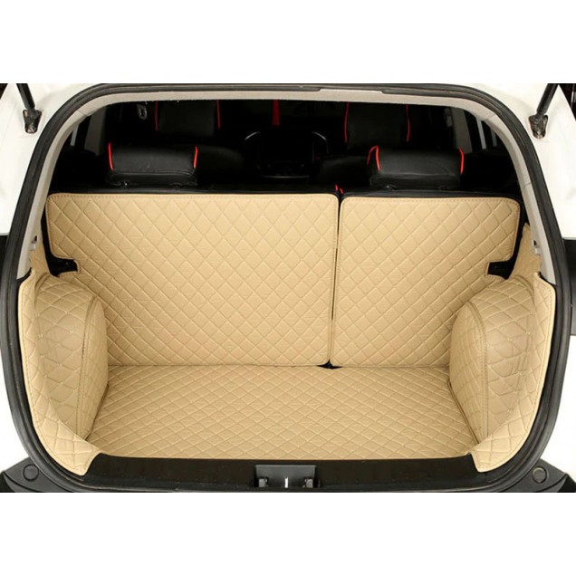 Beige Full Cover Luxury Leather Diamond Trunk Car Floor Mats Beige Full Cover Luxury Leather Diamond Trunk Car Floor Mats