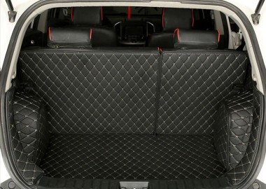Black and Beige Stitching Full Cover Luxury Leather Diamond Trunk Car Floor Mats UK