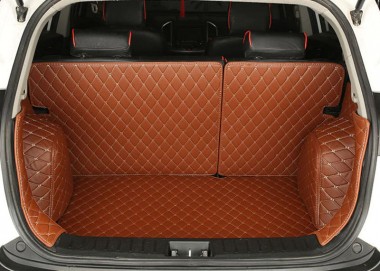 Brown Full Cover Luxury Leather Diamond Trunk Car Floor Mats UK