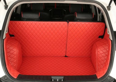 Red Full Cover Luxury Leather Diamond Trunk Car Floor Mats UK