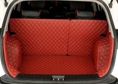 Wine Red Full Cover Luxury Leather Diamond Trunk Car Floor Mats UK