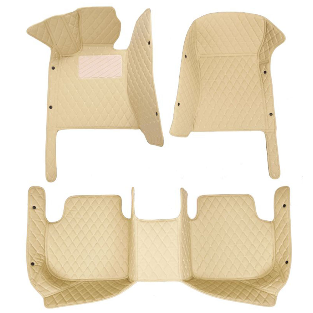 Beige Luxury Leather Diamond Car Mats for Lincoln Navigator